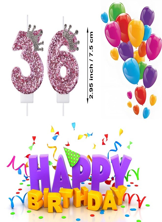 VSHILI 36 63 Birthday Candles, 36th 63rd Cake Candles, Pink Birthday Number 36 63 Candles Cake Topper Decorations for Party Men Women - Image 2